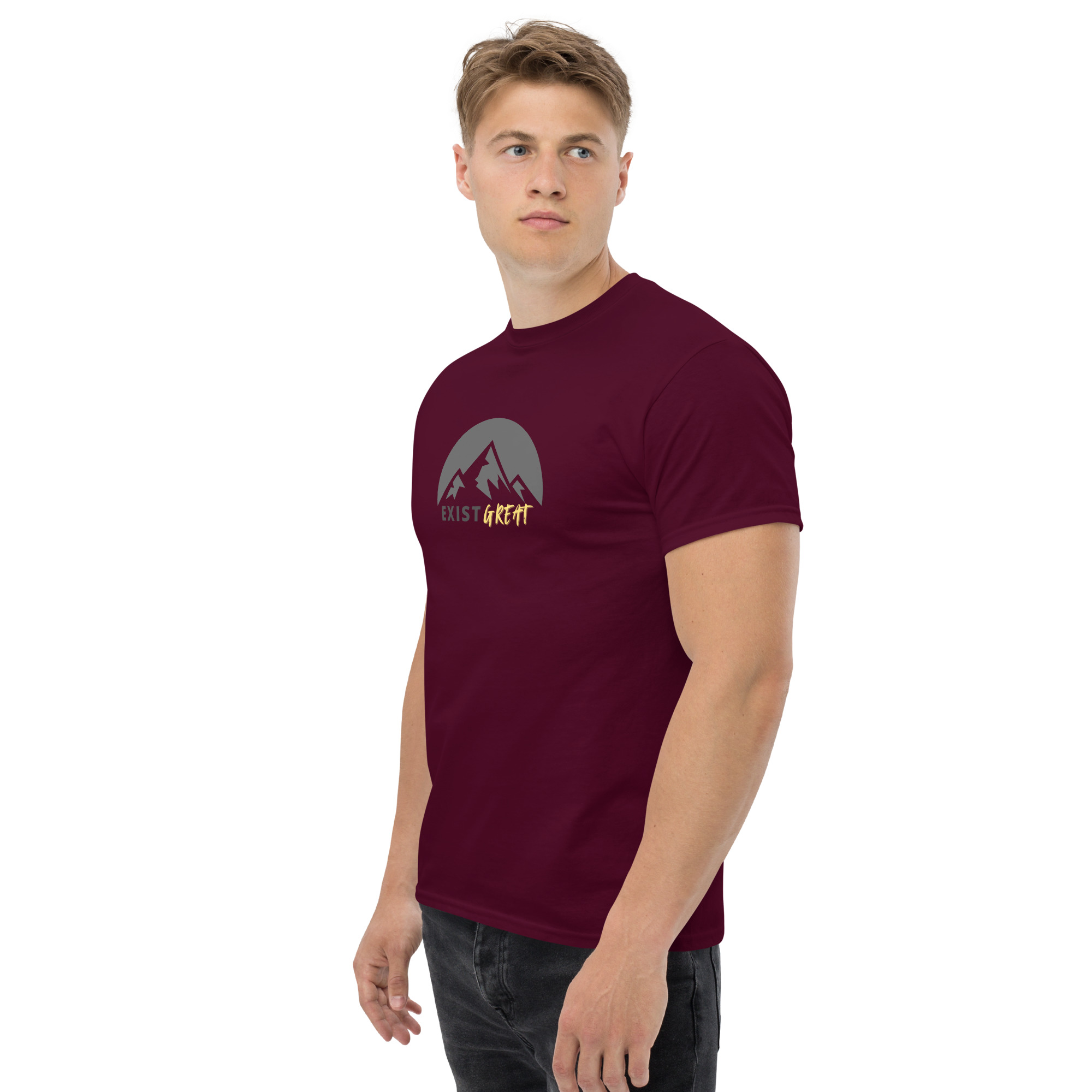 unisex-classic-tee-maroon-left-front-681937c408ebf